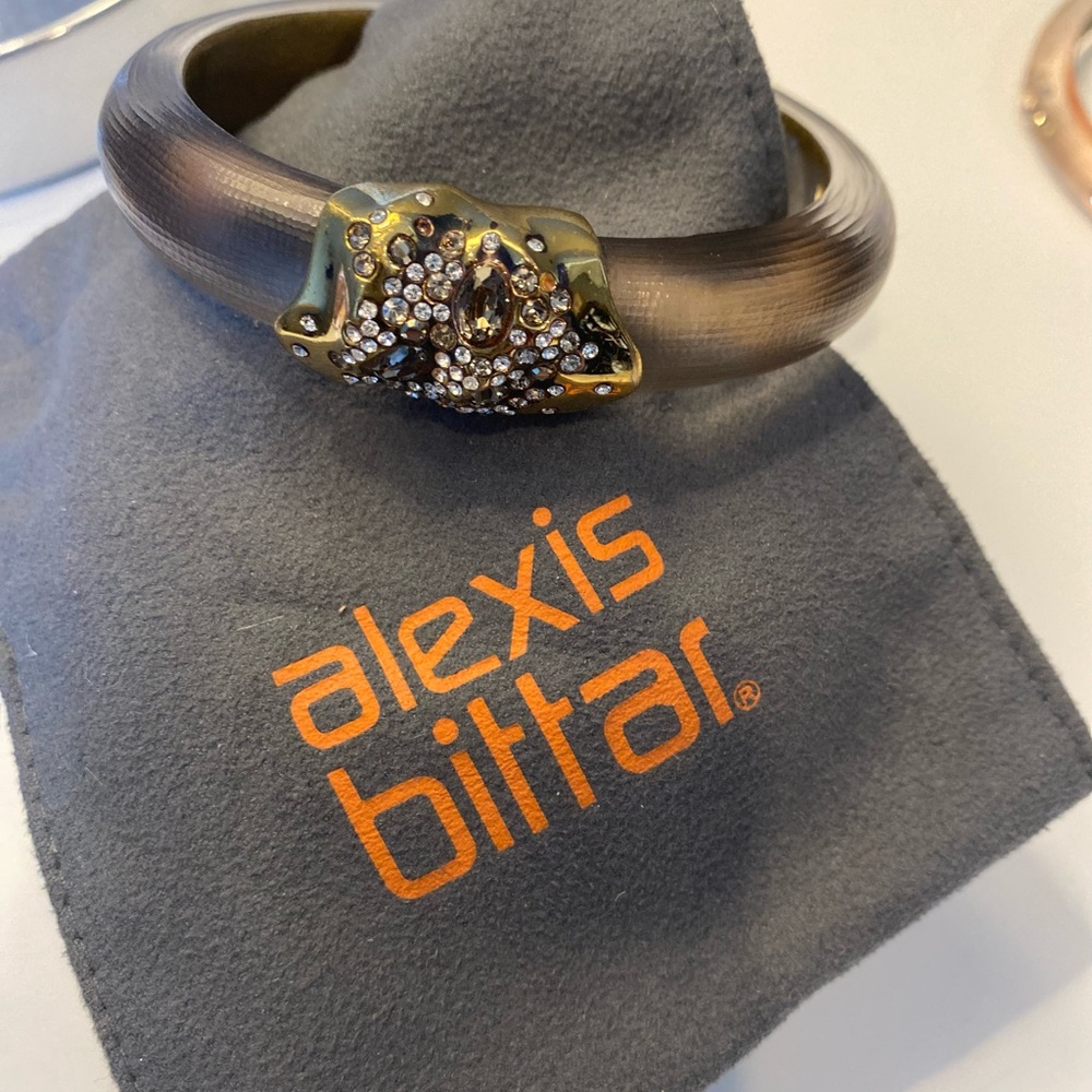 Alexis Bittar hinged bangle with Goldtone and crystal accents